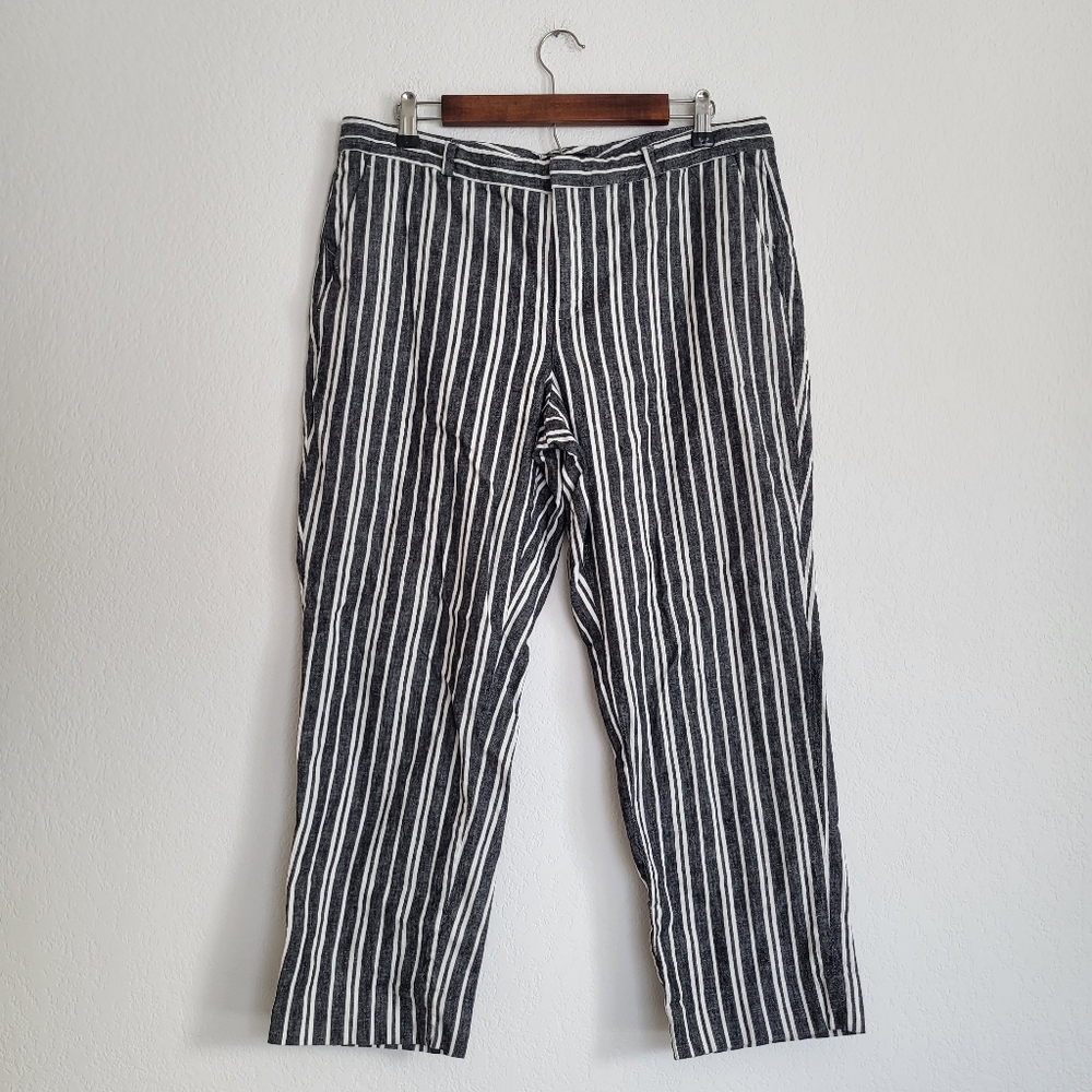 Linen blend striped pants